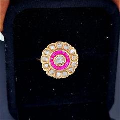 Vintage Ruby Unisex Stone & Diamond Ring 13 Diamonds 1.53 Carat T.W.